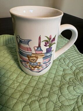 Ceramic Teddy Bear Pattern White Coffee Mug